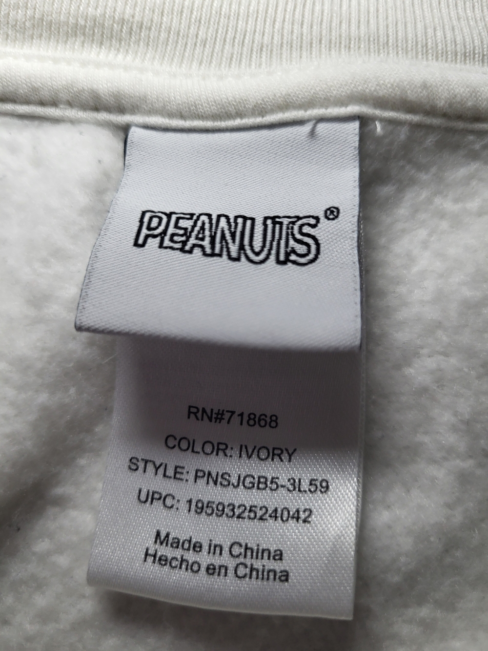 Peanuts Snoopy Sweatshirt Embroidered New York Relaxed Fit Cotton Blend. - Picture 4 of 6